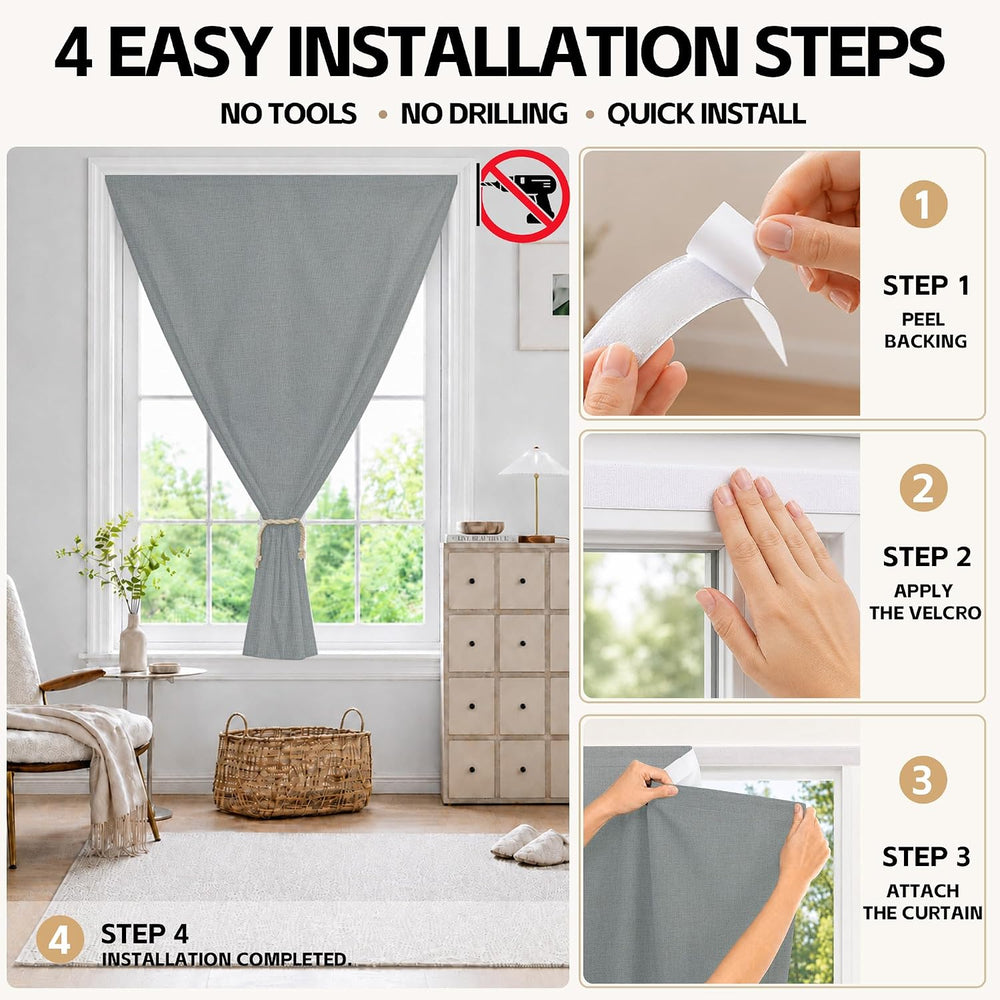 Adhesive Blackout Curtains for Blinds, Stick On Curtains No Drill Needed, 100...