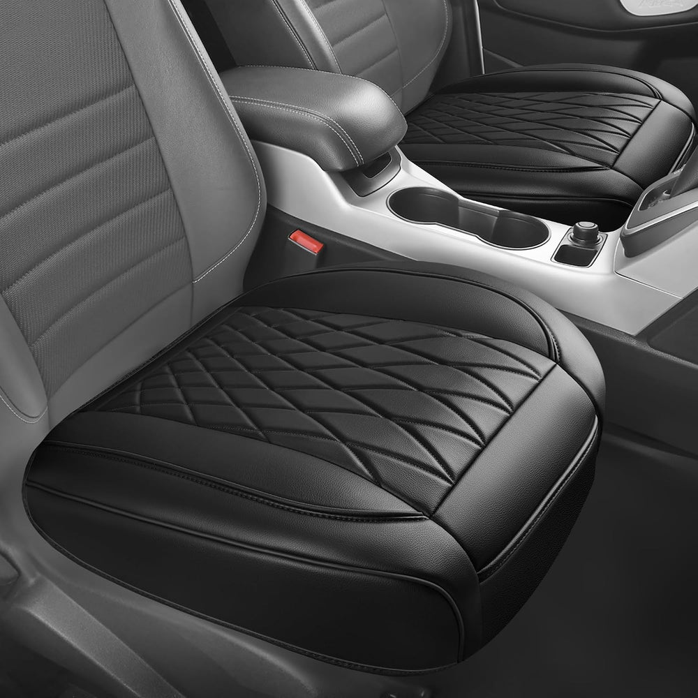CAR PASS 2 Pack Leather Front Car Seat Covers, Bottom Seat Covers Full Wrappe...