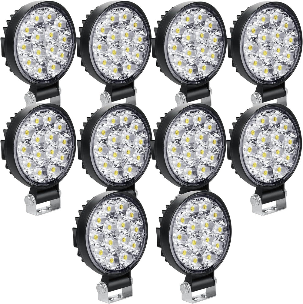 SKYWORLD 10pcs Round Light Bar Pods, 3.2 inch 42W Spot Beam Mini Offroad Driv...