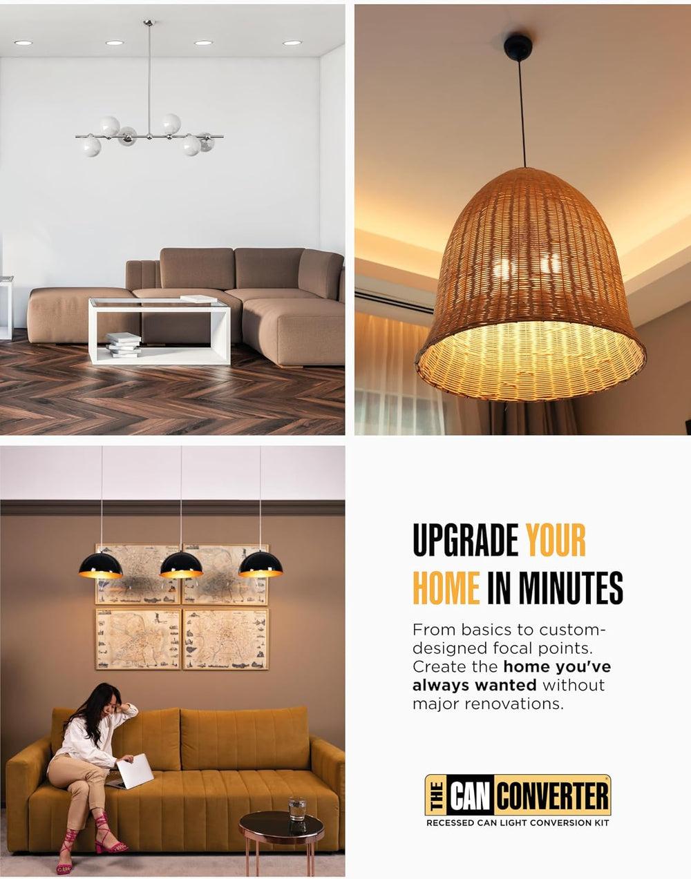 R56 Recessed Can Light Conversion Kit w/ 7"¾ Flat Ceiling Medallion - Ho...