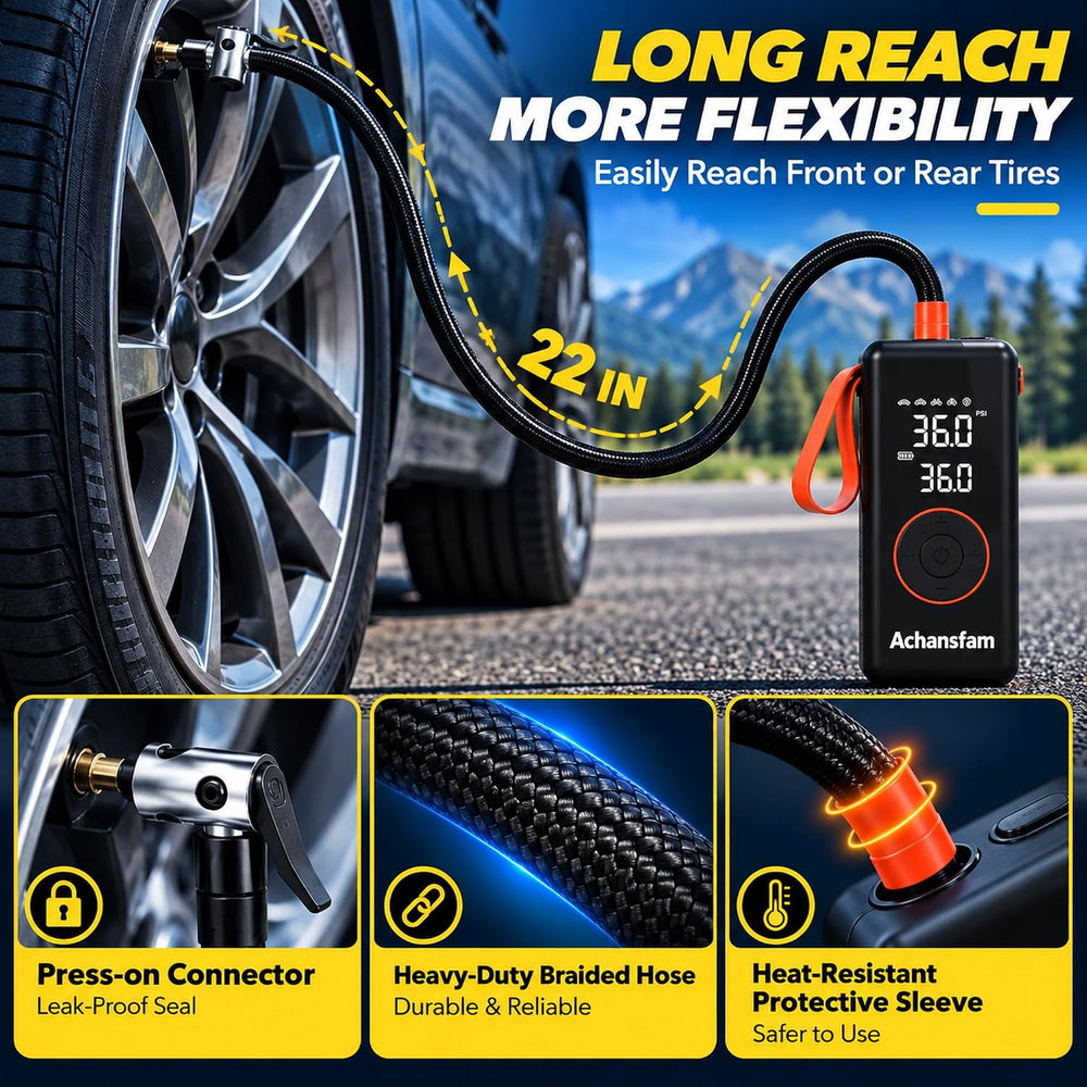 Tire Inflator 150PSI Portable Air Compressor, 6000mAh & DC Power Support