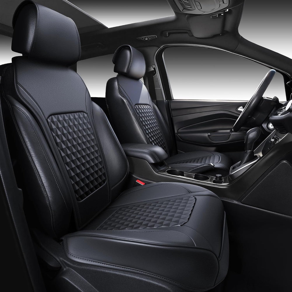 2Pack Front Car Seat Covers Leather Memory Foam Water Proof Seat Protector Un...