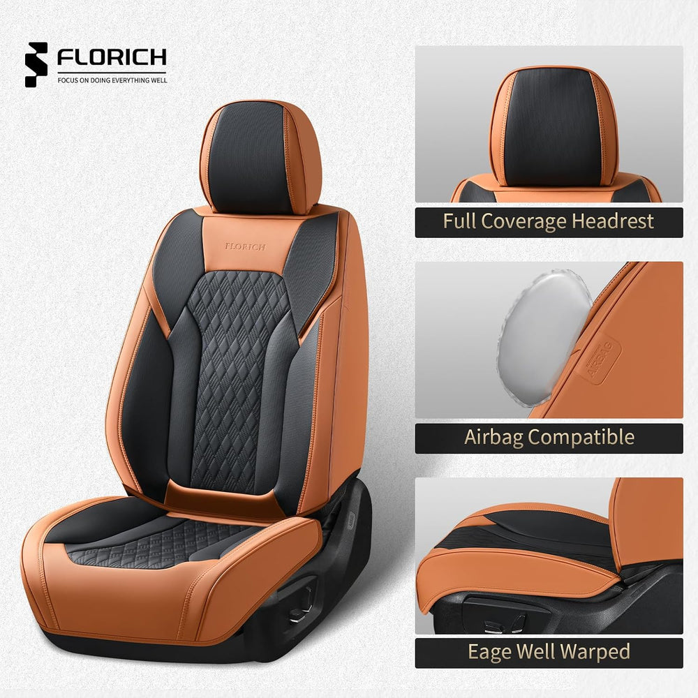 FLORICH Seat Covers, Car Seat Covers Full Set, Luxury Nappa Leather Seat Cove...