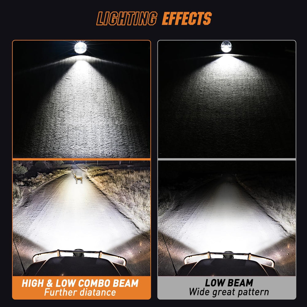 Nilight 7" Round LED Offroad Light, High Low Beam 120W IP68