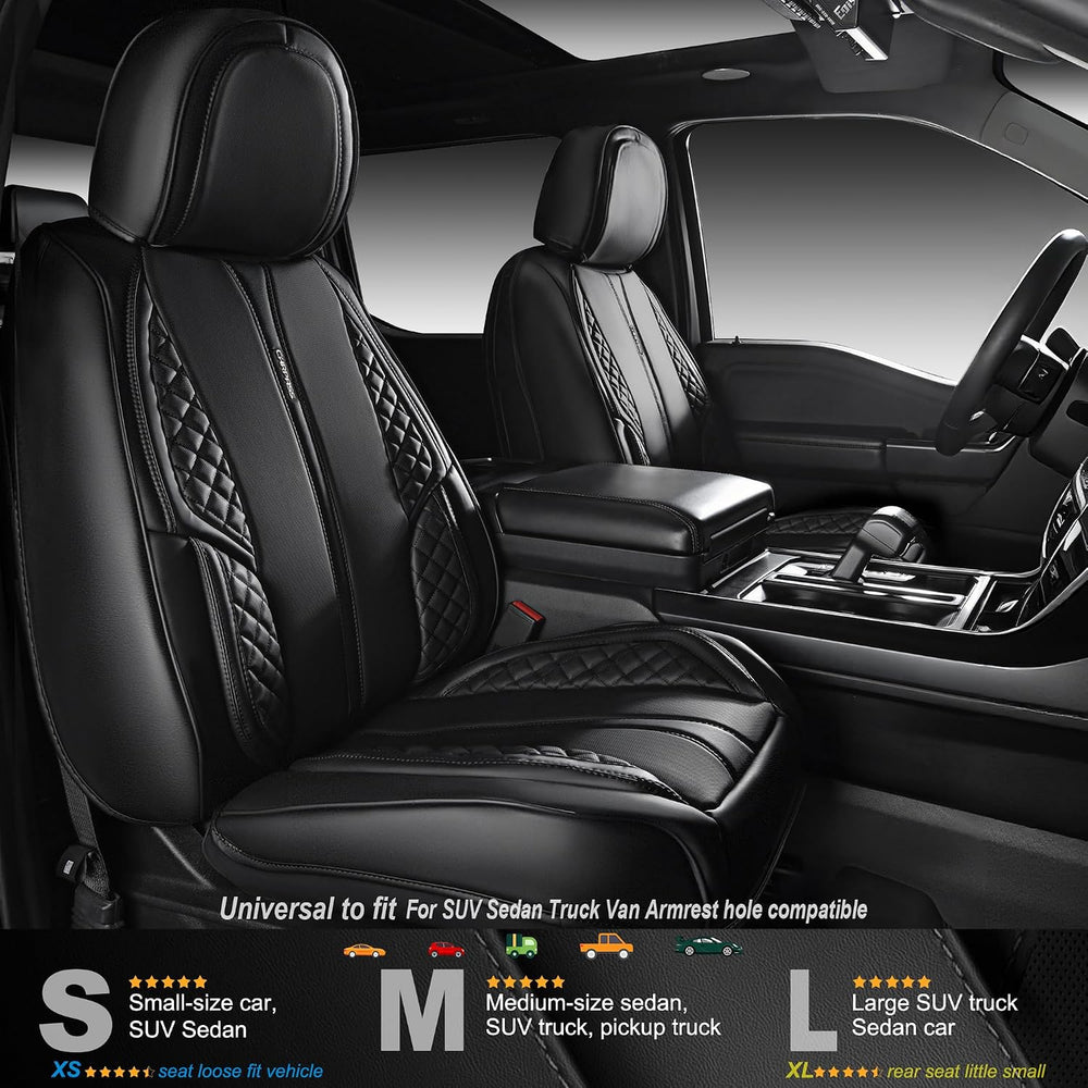 CAR PASS Nappa Leather Car Seat Covers Full Set, Luxury Seat Protector for Ca...