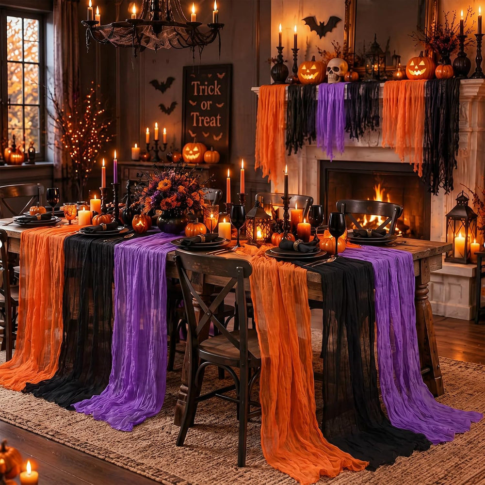 Moukeren 6 Pack Halloween Cheesecloth Table Runner Halloween Party Decor