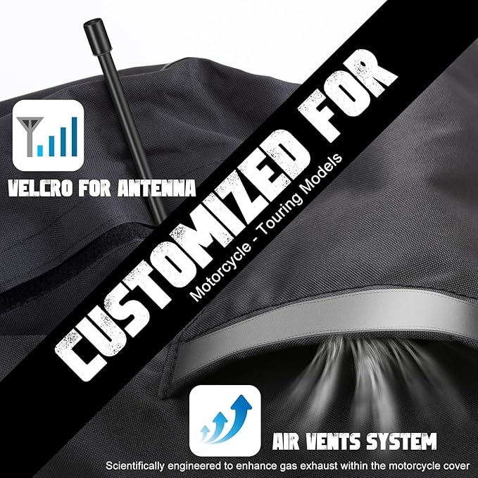 Motorcycle Cover with Side+Top Box Heavy Duty 420D Waterproof