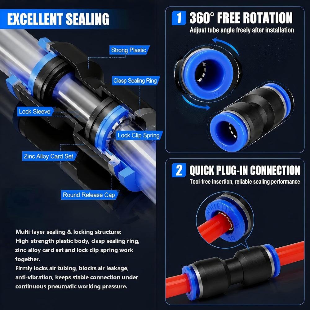 220PCS Quick Connect Air Hose Fittings,Straight Union & Reducer Fittings