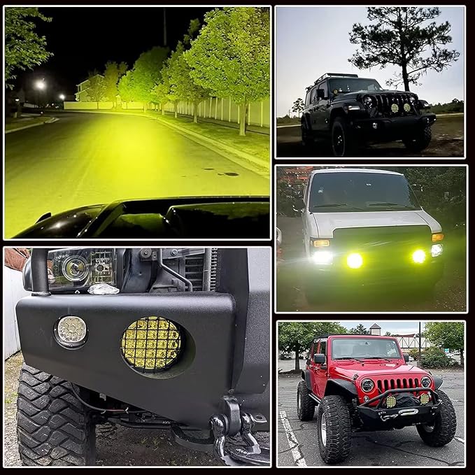 BIGLIONX 6inch 2pcs Amber Round LED Offroad Lights Amber Offroad Driving Fog