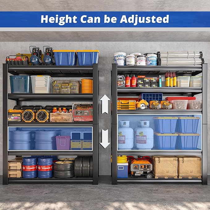 REIBII 3010LBS Storage Shelves 72" H Garage Shelving Heavy Duty Metal Sh...