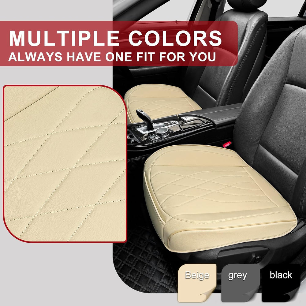 2Pack Leather Front Car Seat Covers, Luxury Bottom Covers, Beige