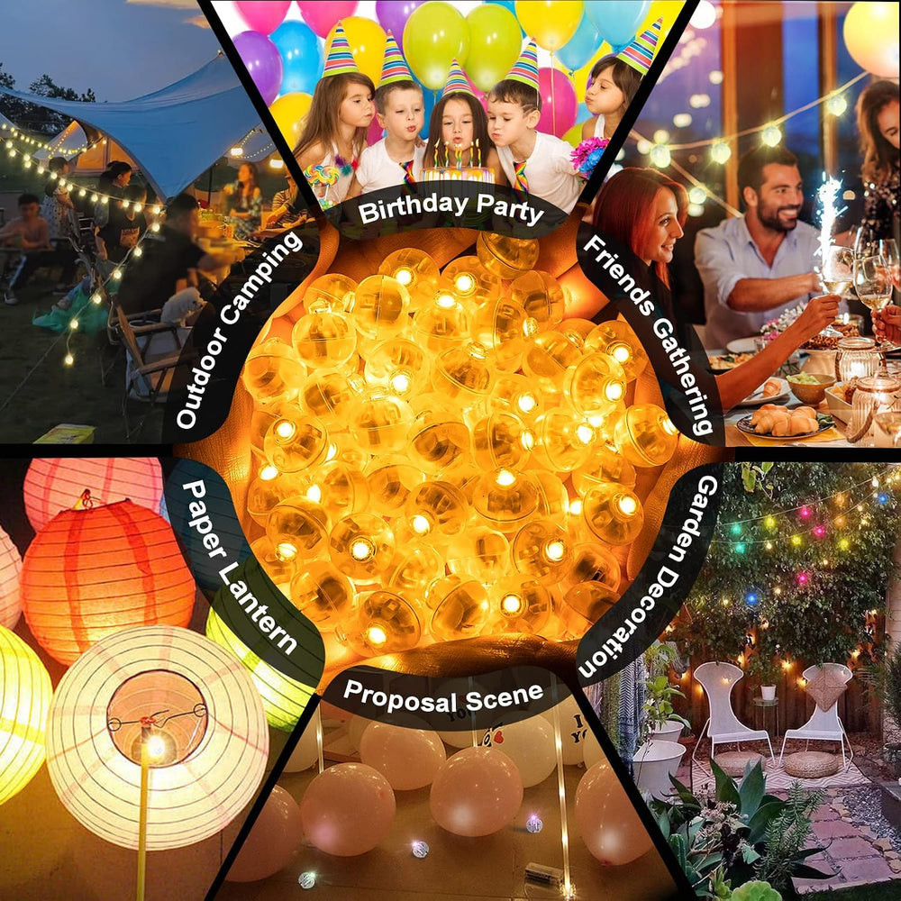 200pcs LED Orange Balloon Lights, Round LED Mini Lights for Paper Lantern Bal...