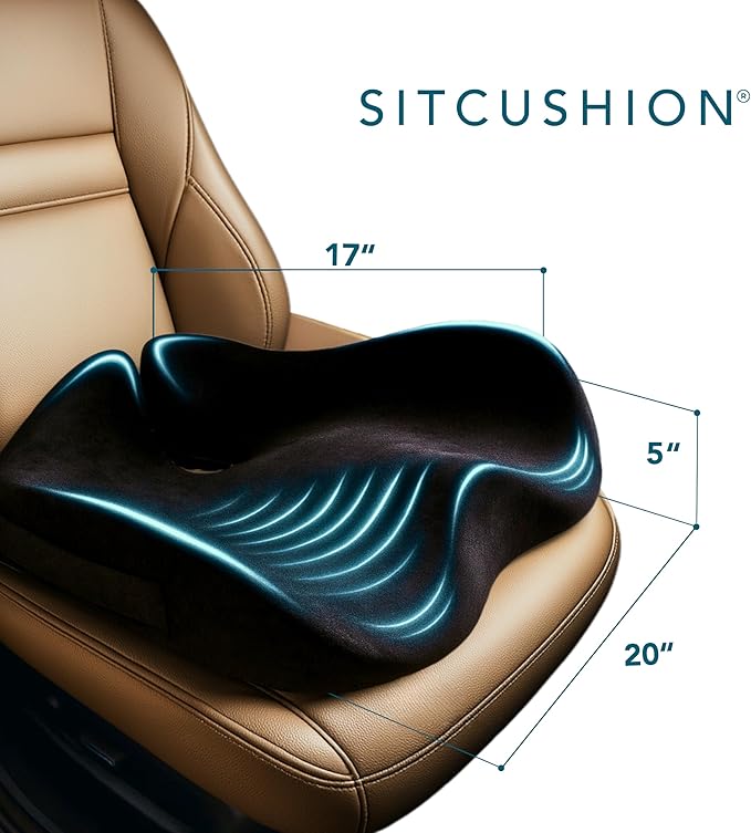 Car Seat Cushion for Driving — Orthopedic Memory Foam Car Seat Pad for Sciatica
