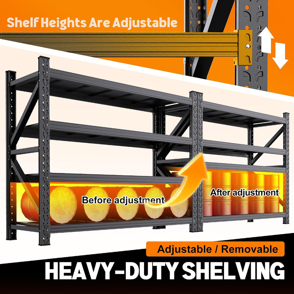 69" W Metal Storage Shelves,4 Tier Adjustable Heavy Duty Garage Shelving...