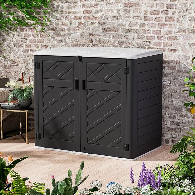 ZZM Large Outdoor Storage Shed, 48 Cu Ft Resin Versatile Storage Cabinet