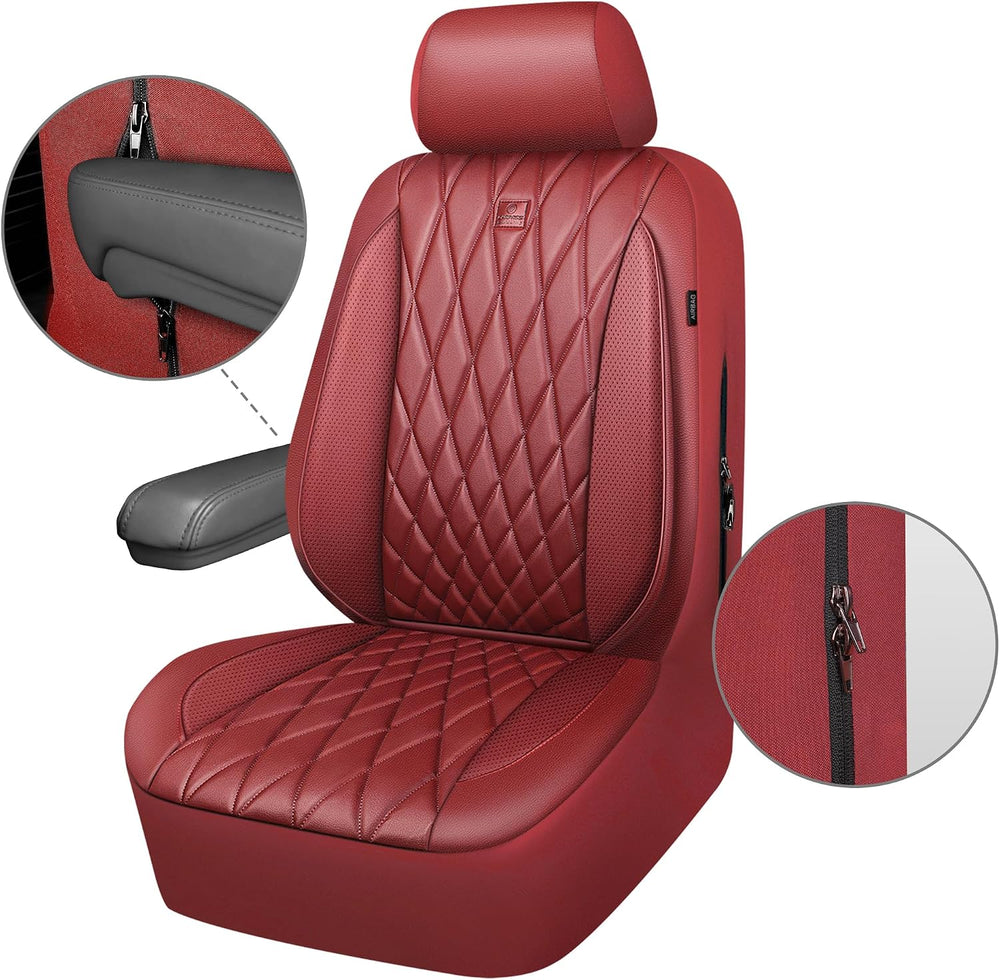 CAR PASS Piping Luxury Faux PU Leather Two Front Car Seat Covers, Waterproof ...