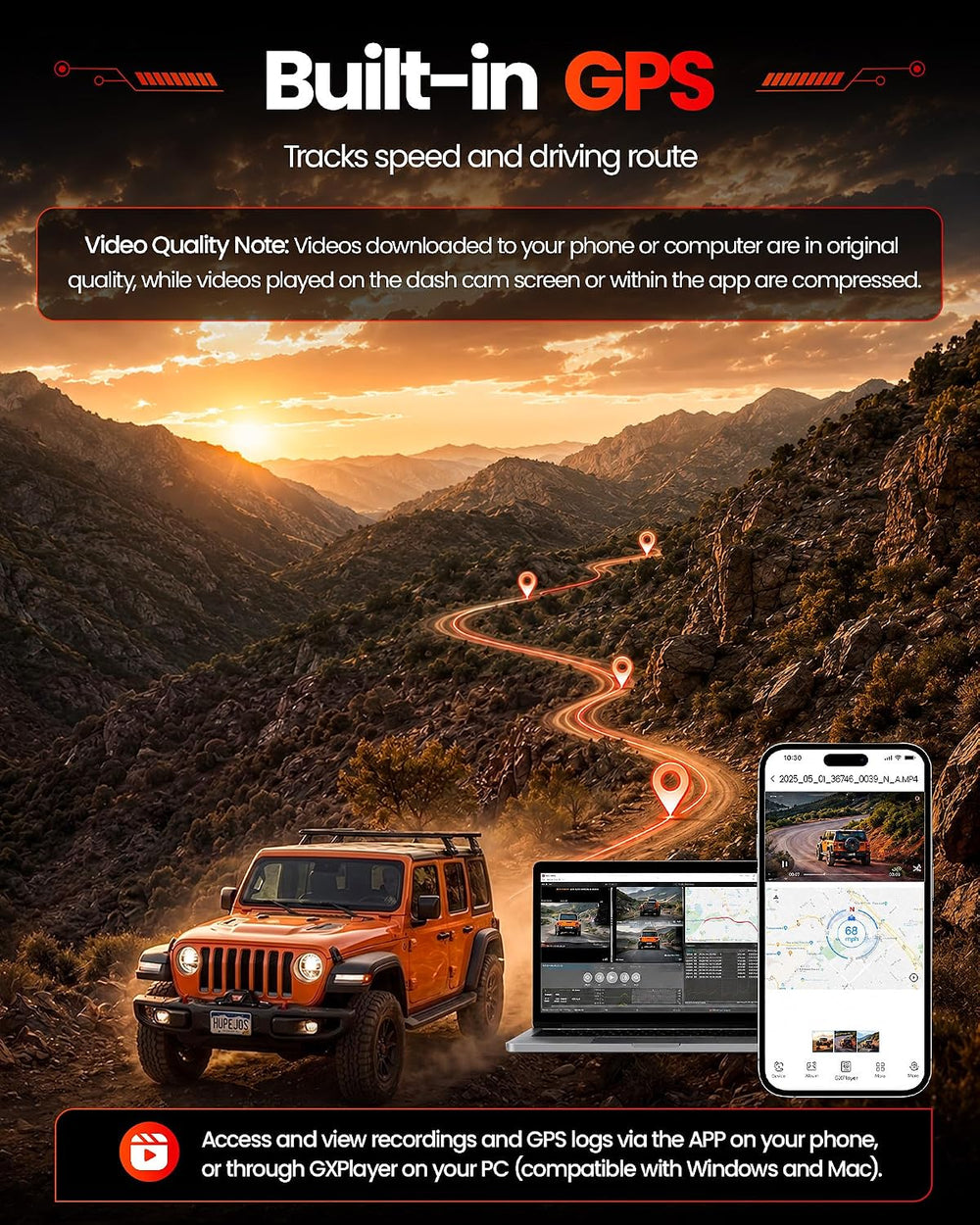 AI 5 Channel Telephoto Dash Cam Front and Rear, 4K 360° Camera Car