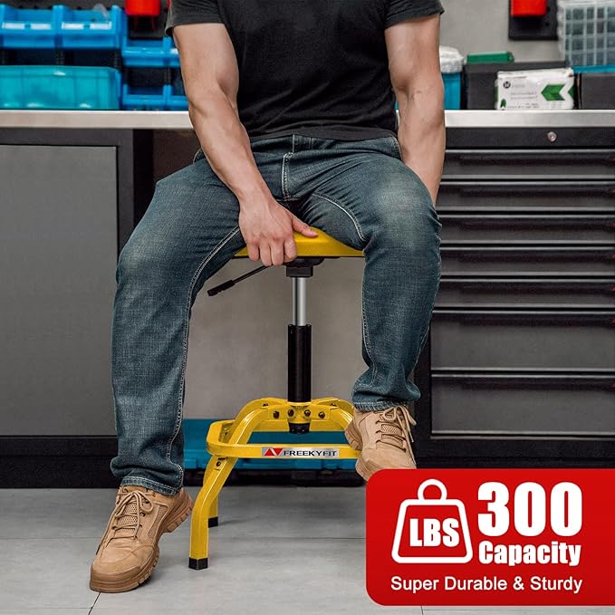 Shop Stool with Backrest, Mechanic Garage Stool