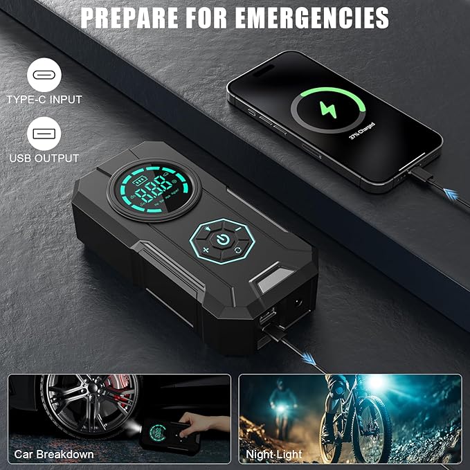 Tire Inflator Portable Air Compressor, 5X Faster Portable Air Compressor
