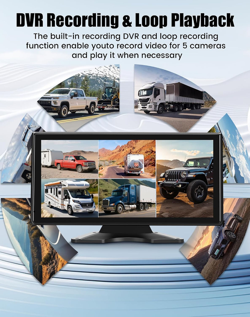 Wired Backup Camera System for Truck/RV, 10.36" HD Touch Screen Monitor