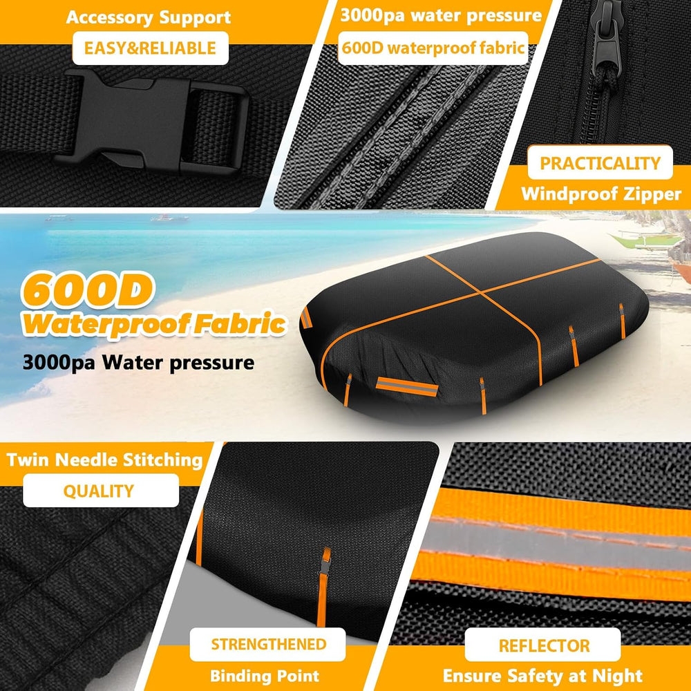 600D Oxford 9.5-10.5FT Inflatable Dinghy Boat Cover, Boat Sun Shade