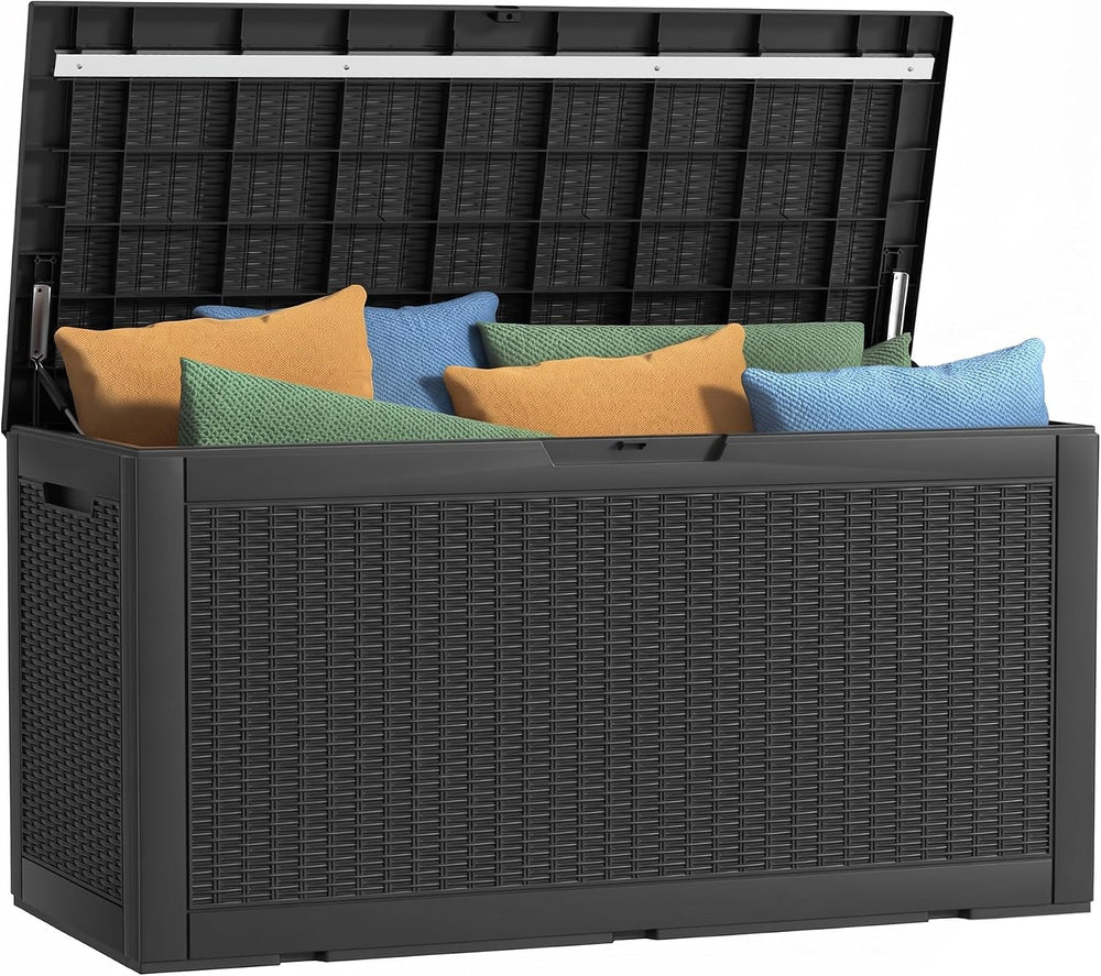 120 Gallon Outdoor Deck Box, Lockable Waterproof Outdoor Storage Boxes For Ga...