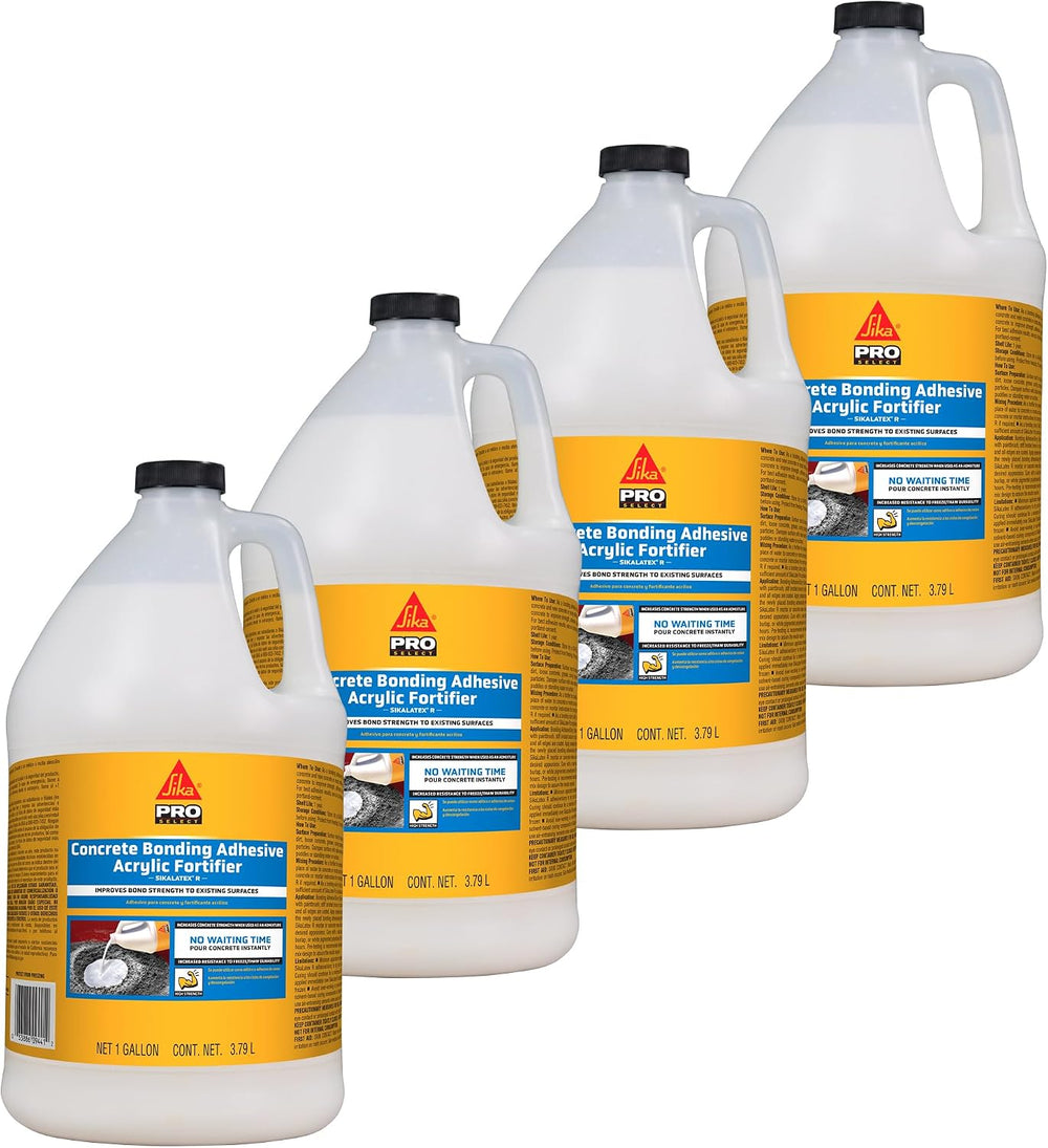 SIKA SikaLatex R Acrylic Concrete Bonding Adhesive and Admix, 1 gal, 4-Pack