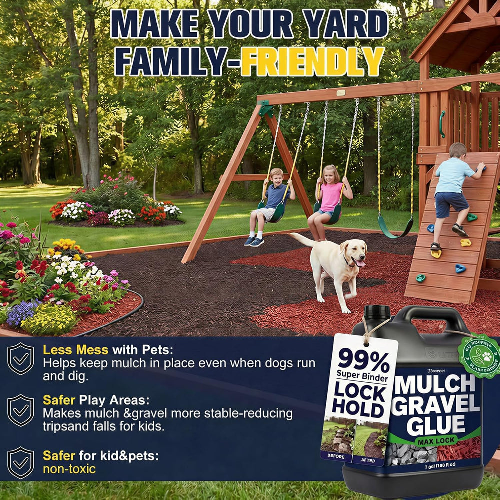 Teexpert Rock Glue for Landscaping: 1 Gallon Dry-Clear Mulch Binder Water-Bas...