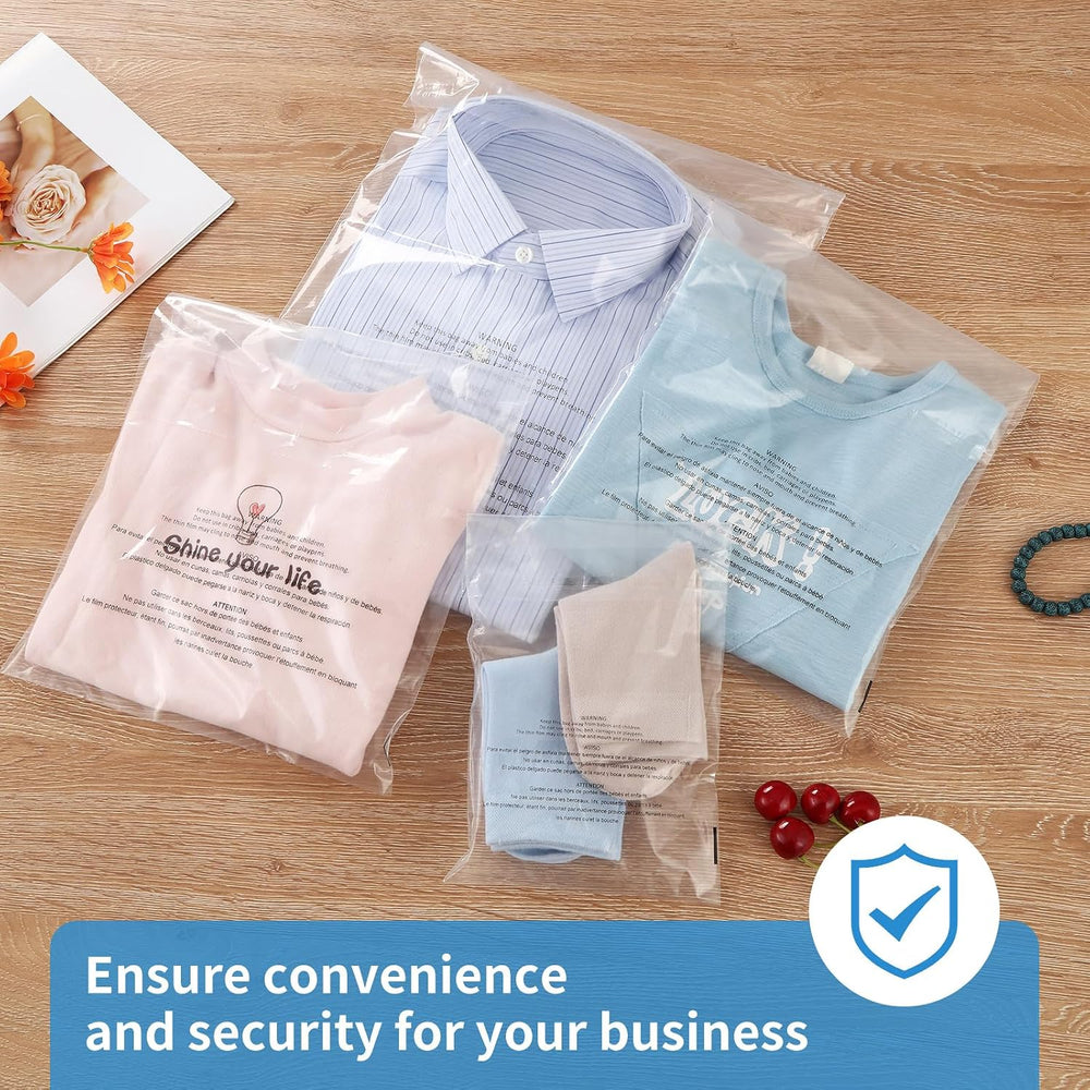 iMailer - 500 Pcs - 10" x 13" Clear Poly Bags with Suffocation Warning