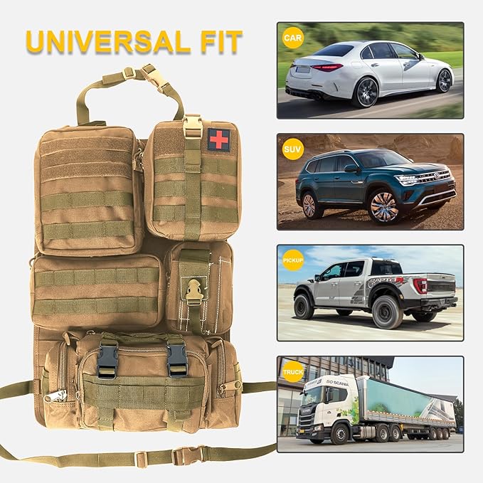 Universal Tactical Seat Back Organizer Vehicle Molle Panel Organizer Storage
