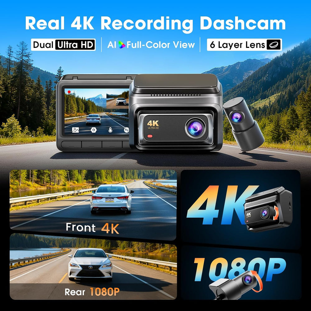 DDPAI Z60 4K+1080P Dual Dash Cam, Night Vision, 32GB eMMC+64GB Card