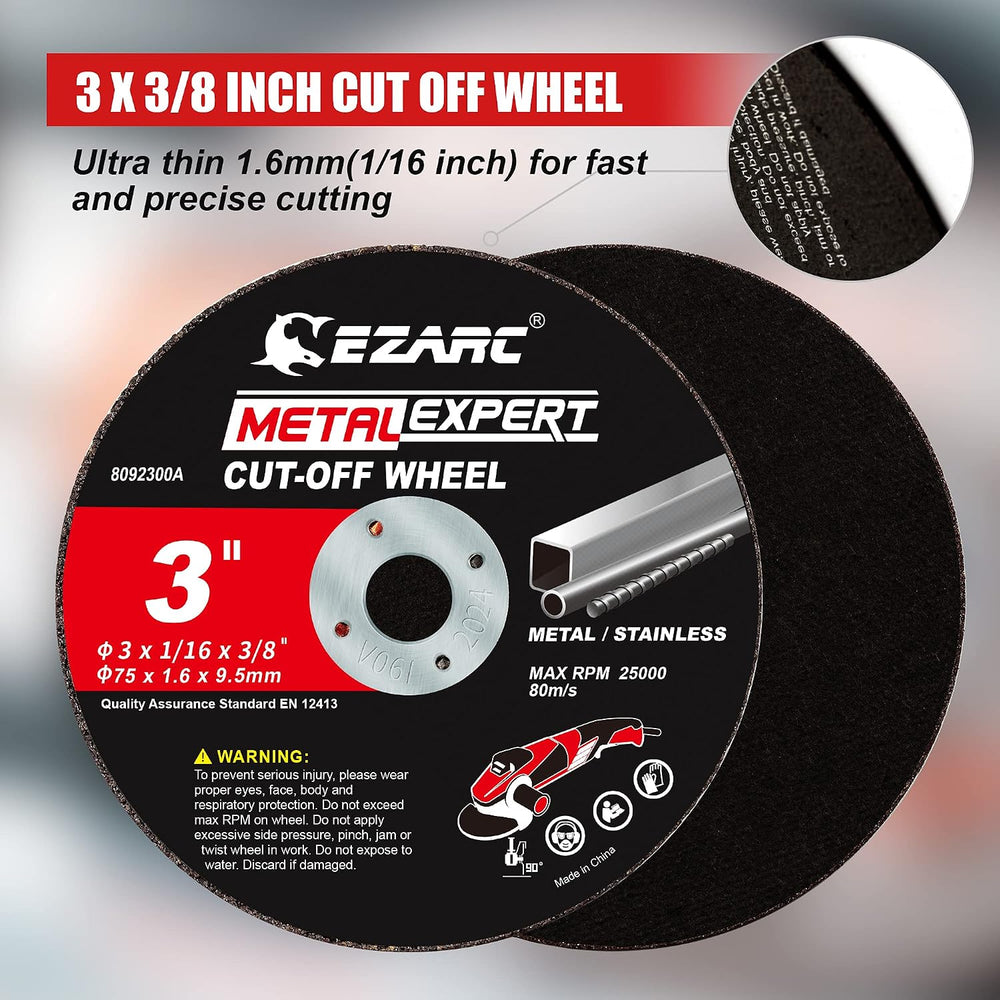 EZARC Cut Off Wheels Set, 3” x 1/16” x 3/8” Cutting Wheel 25 Pack, Diamond Cu...