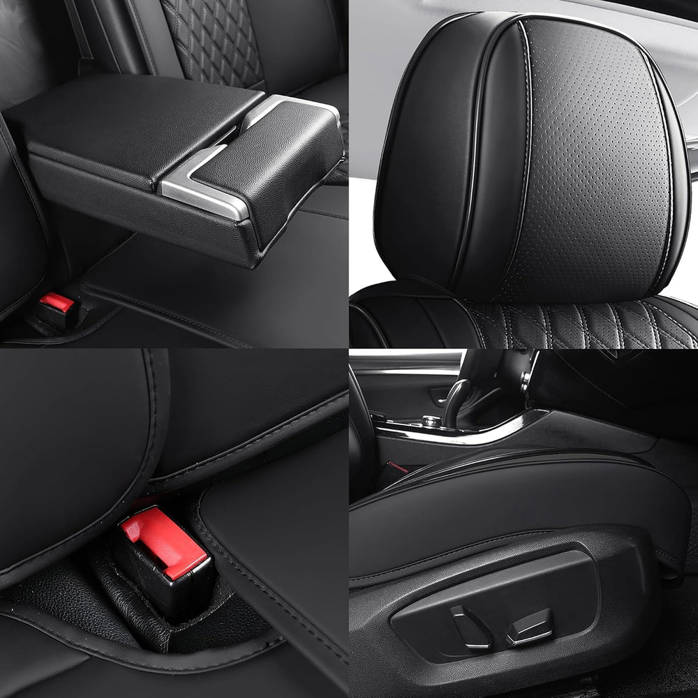 YIERTAI Universal Car Seat Covers Full Coverage Leather Full Set,Black