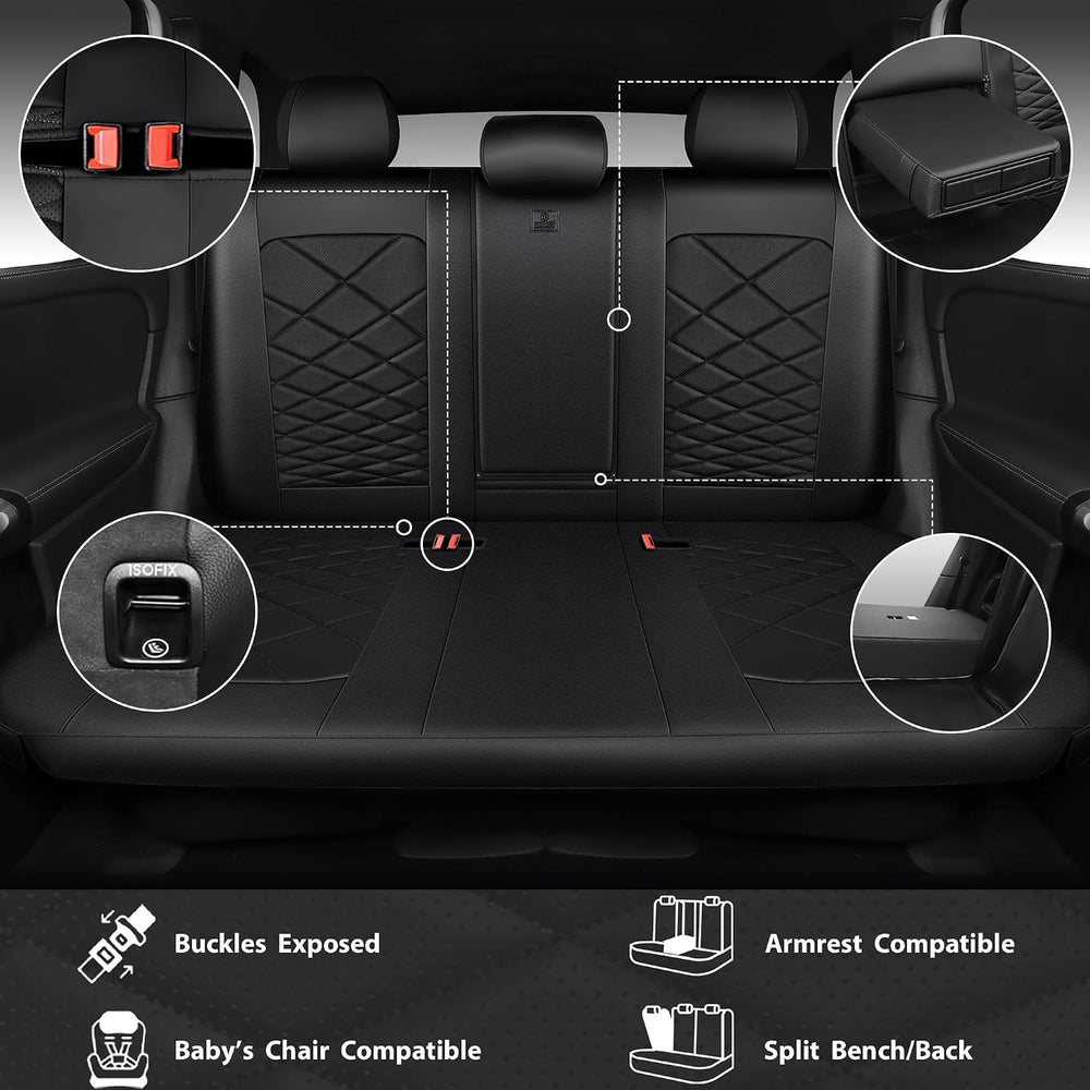 CAR PASS Luxury Nappa Leather Seat Covers Full Set, Water Resistant Faux Leat...