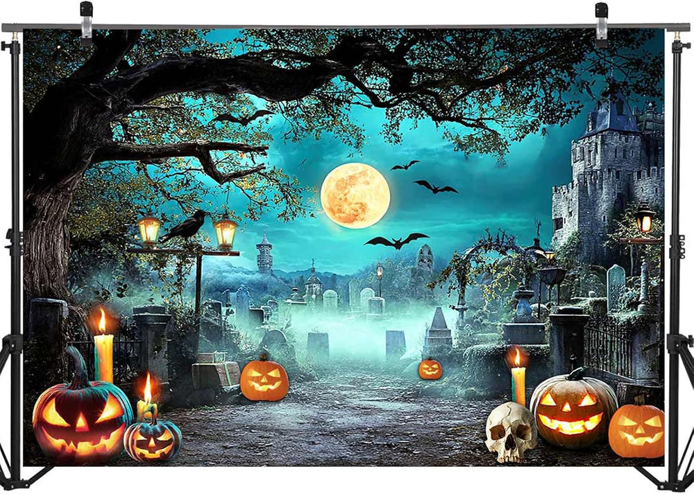 Mocsicka Halloween Photography Backdrop Scary Night Cemetery Background Grave...