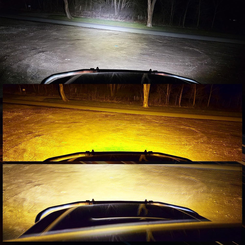 ASLONG 4pcs 4 Inch White/Amber Yellow LED Pods Light Triple Row Spot Flood Co...