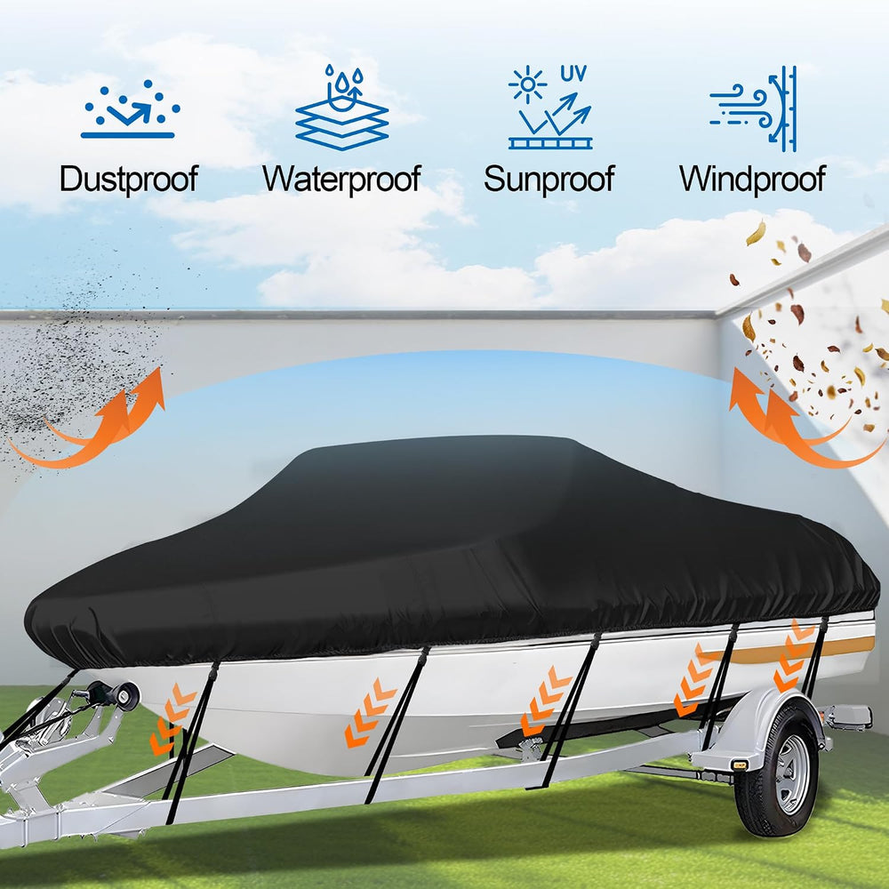 iCOVER Trailerable Boat Cover- 20'-23' Waterproof Heavy Duty Marine G...