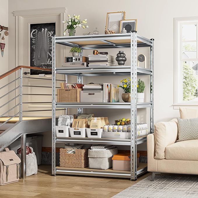 REIBII Garage Shelving, 5 Tier Storage Shelves Load 2020LBS, Adjustable Garage