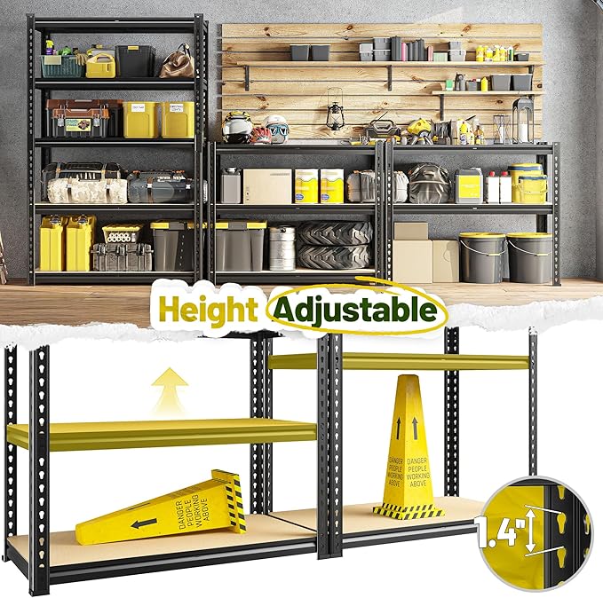63" H Garage Shelving 31.5" W Storage Shelves Adjustable 2000LBS Me...