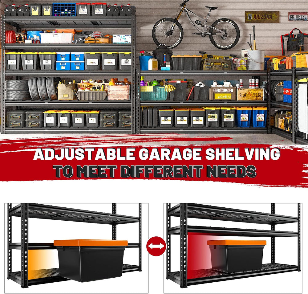 REIBII 5 Tier Garage shelving Heavy Duty for Basement Warehouse Pantry