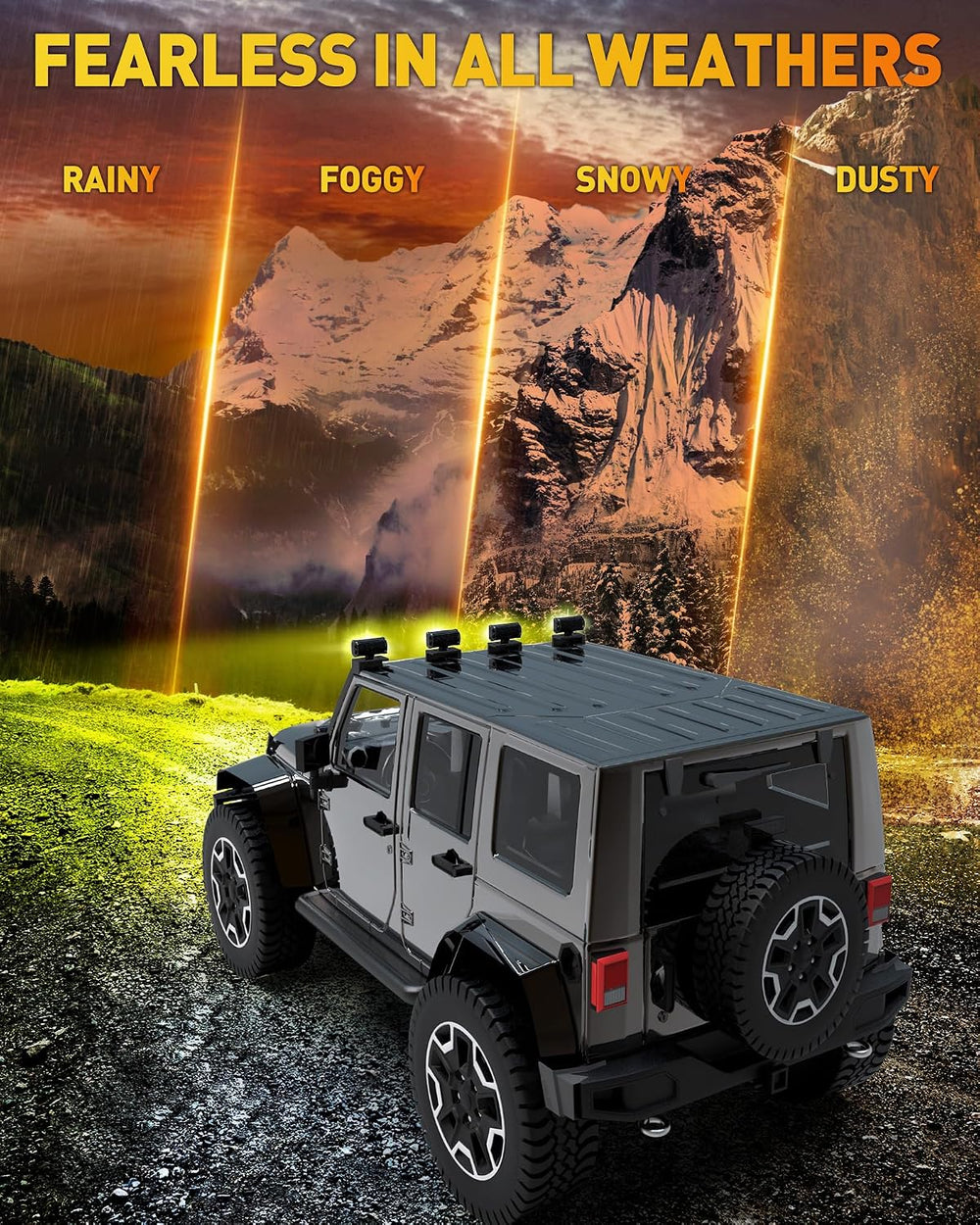 NAOEVO 7 Inch LED Light Bar, Yellow LED Pods/Fog Lights with 2-Lead Harness