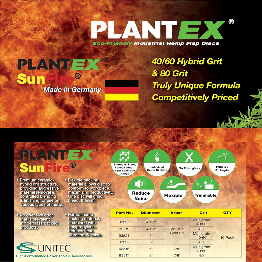 CS Unitec | 93520 | PLANTEX® SUNFIRE® Ceramic Trimmable Flap Disc, Eco-Friend...
