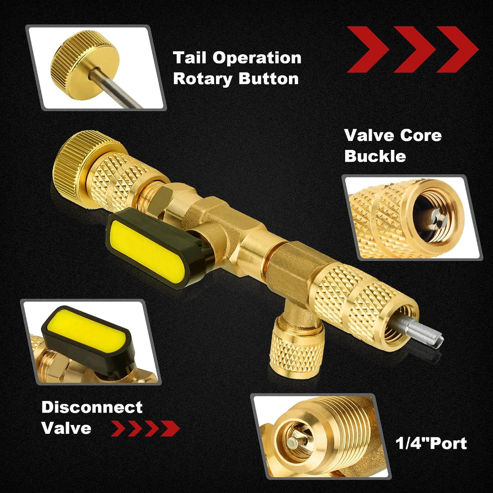 HVAC Ball Valve Core Removal Tool Set,for R410A,R134A,R12 22,Brass