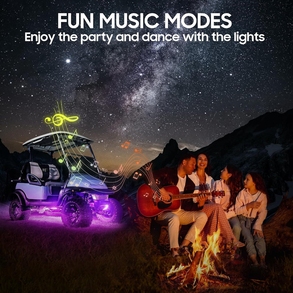10L0L 4PCS Golf Cart Underglow LED Light Kit, Underbody RGB Strip Lights, 24-...