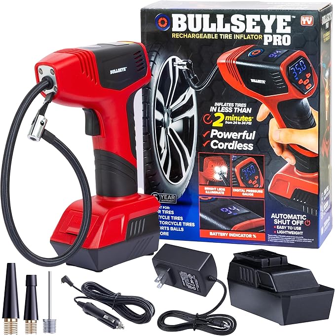 Bullseye Pro Automatic Digital Tire Inflator 150 PSI Max w/Gauge Display Screen