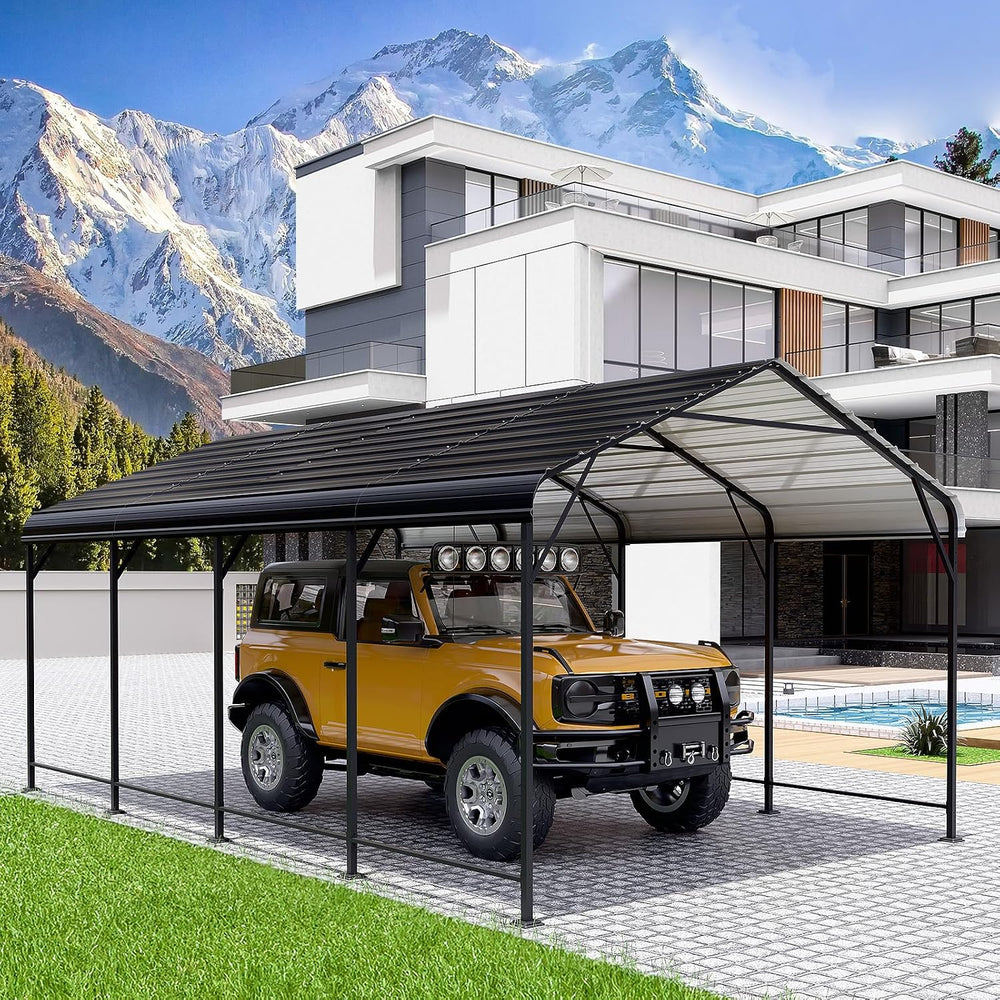 LEVELEVE 12x20 FT Heavy-Duty Metal Carport, Galvanized Steel Car Canopy with ...