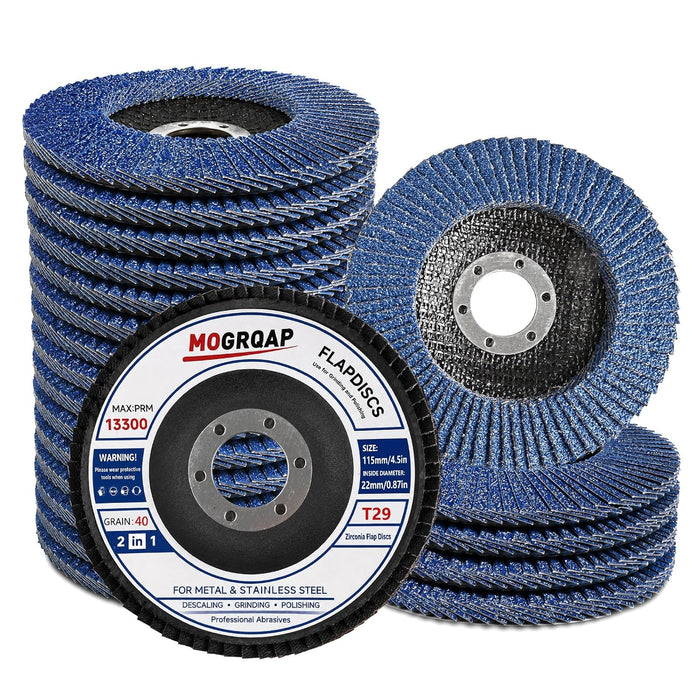 20 Pcs 4.5" x 7/8" Flap Discs for Angle Grinders Type 29,Grit 40