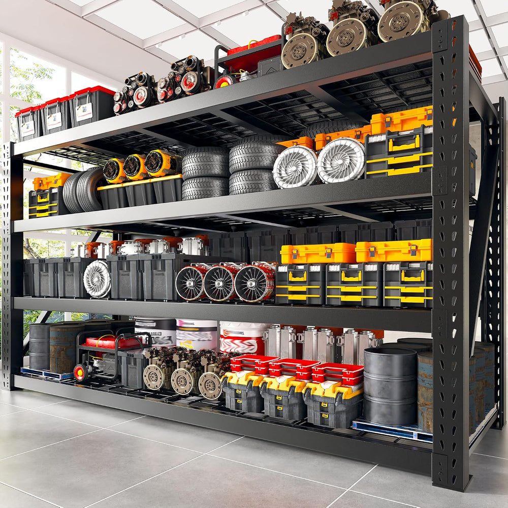 Bepatio 77" W Storage Shelves Heavy Duty Garage Shelving 8000LBS 4 Tier ...