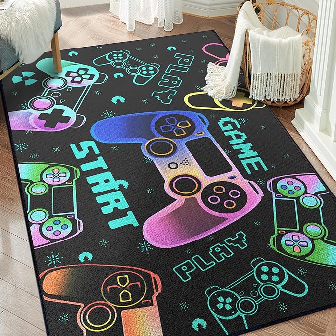 Play Gaming Rug for Bedroom Gamer Mat Gamepad for Boys Room 59"x39"...