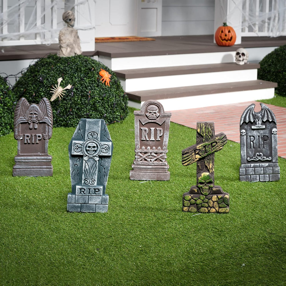 JOYIN 17โ Halloween Foam RIP Graveyard Tombstones (5 Pack), Halloween Tombsto...